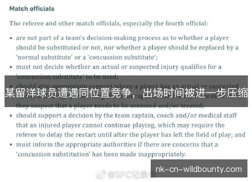 某留洋球员遭遇同位置竞争,出场时间被进一步压缩 某留洋球员遭遇同位置竞争,出场时间被进一步压缩